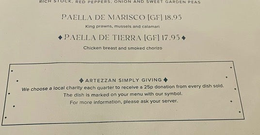ARTEZZAN Restaurant supports SHARE with New Menu