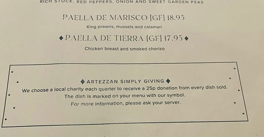 ARTEZZAN Restaurant supports SHARE with New Menu